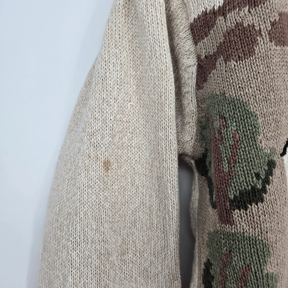Vtg 90s Cottagecore Farm Sheep Cardigan Sweater Womens M Fall Autumn Rustic